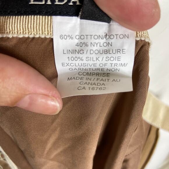 Lida Baday Lace Midi Skirt Size 6 Beige Tan Floral A Line Flared - Picture 8 of 10